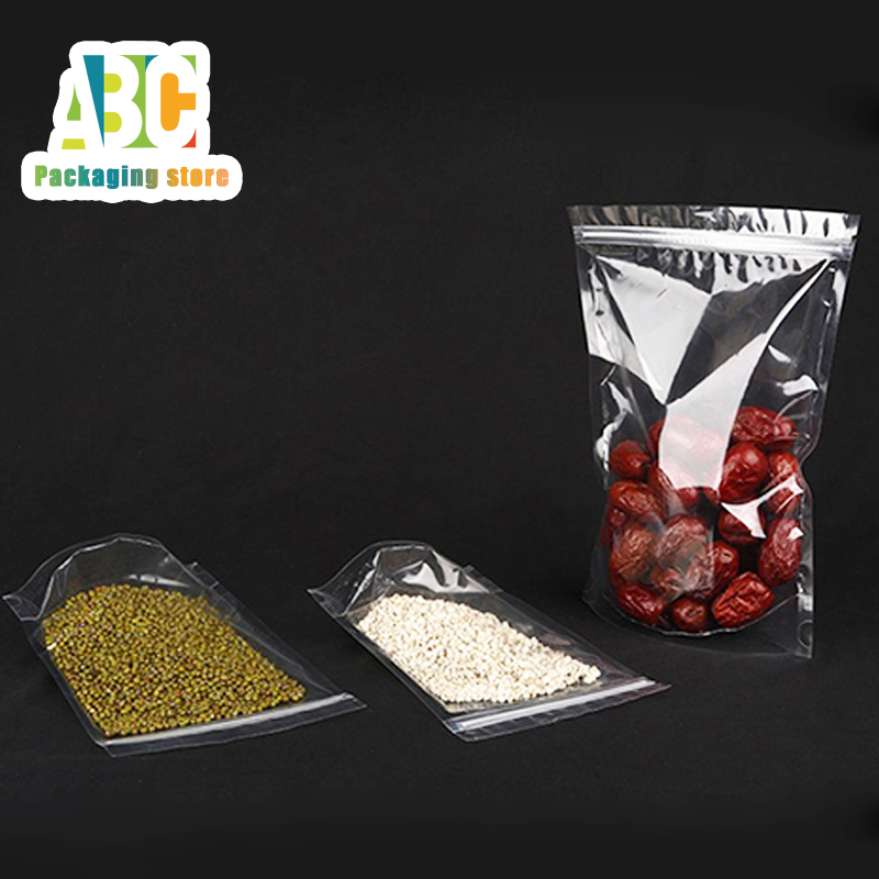 Food Lovers Snacks - Bolsa transparente con cremallera autoportante, impresión
