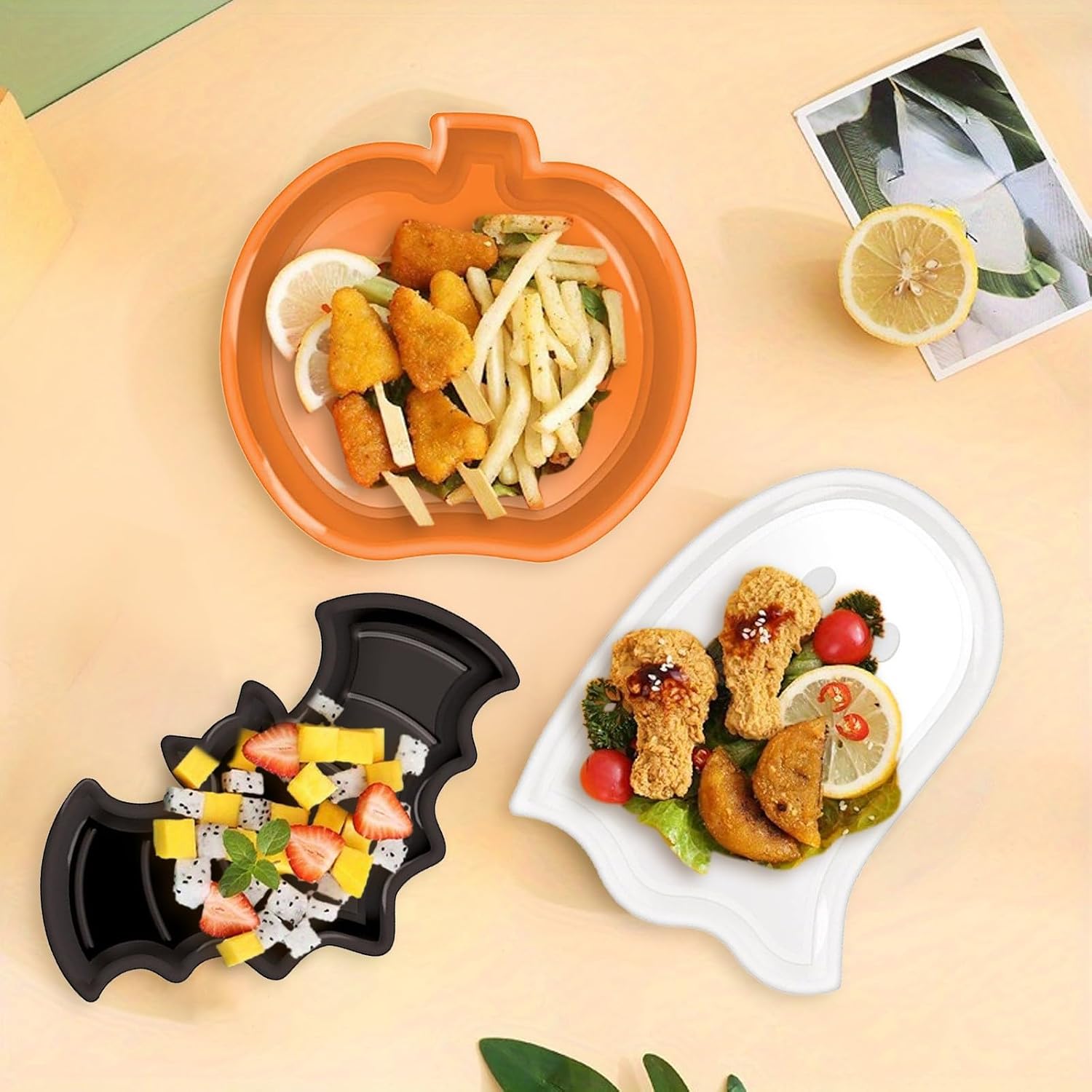 Juego de Platos Reutilizables  - Food Halloween Snacks reseña y precio