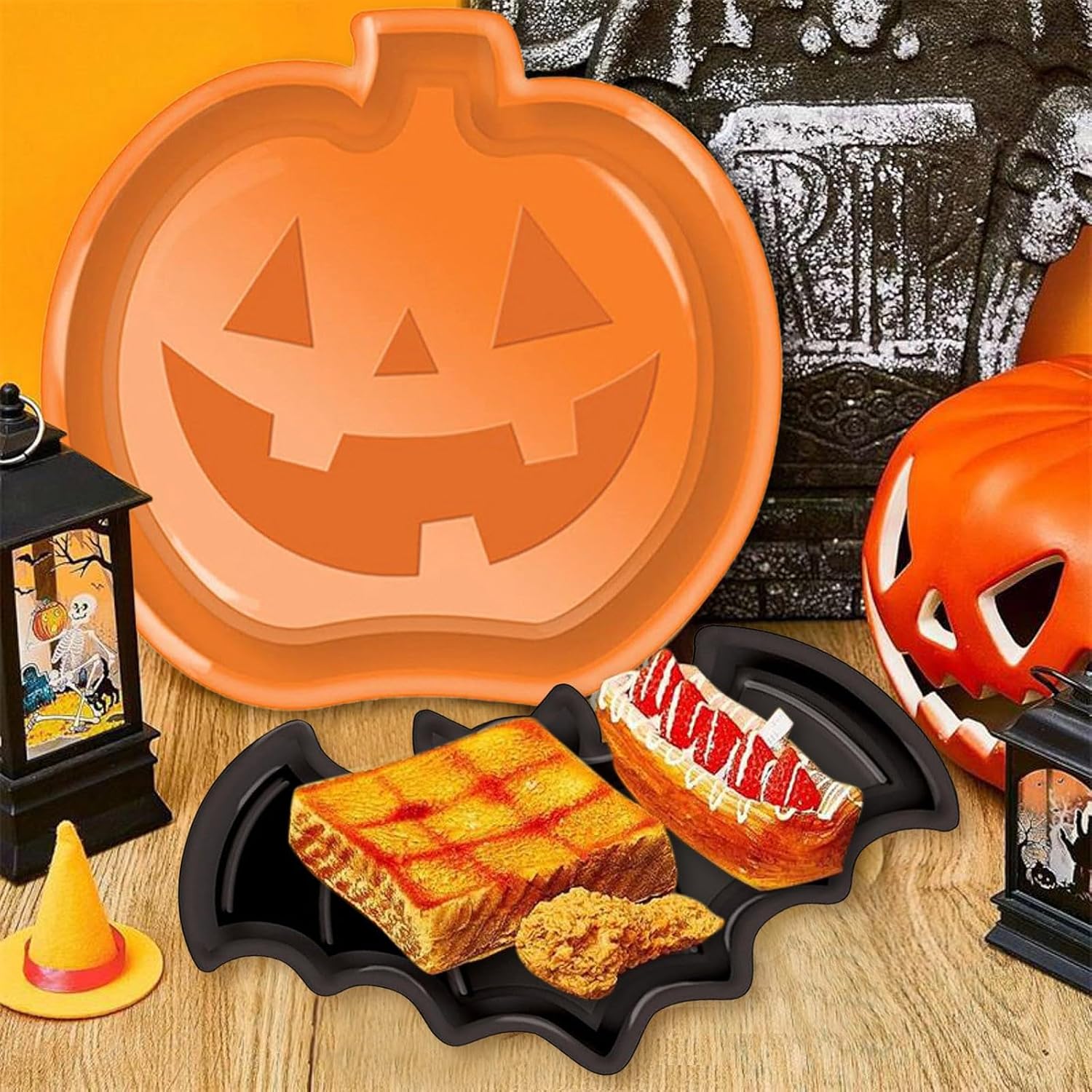 Juego de Platos Reutilizables  - Food Halloween Snacks reseña y precio